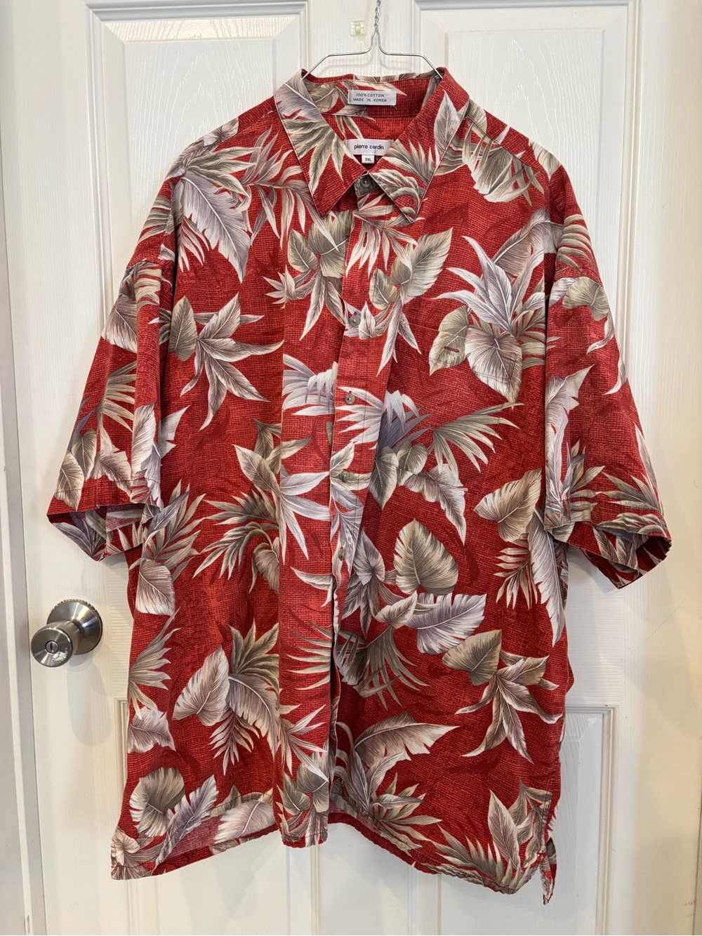 Red Tropical Leaf Short-Sleeve Shirt